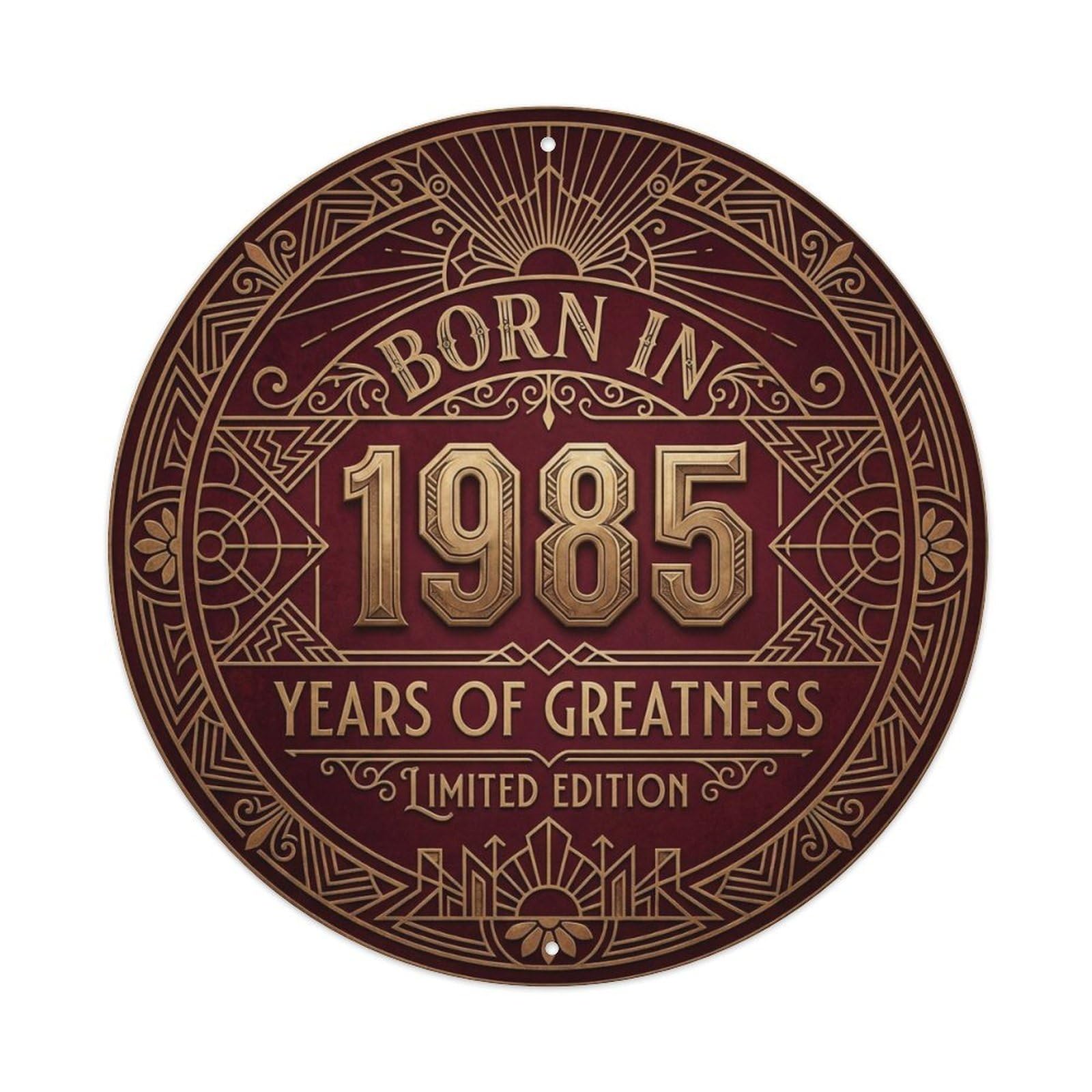 Born In 1985 Years Of Greatness Year-Themed Birthday Gift Metal Tin Sign