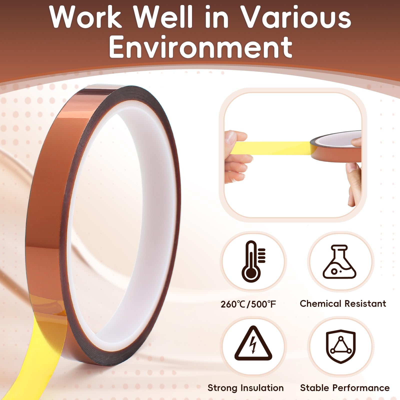 High Temperature Heat Resistant Tape Polyimide Tape No Residue For Heat Sublimation Press
