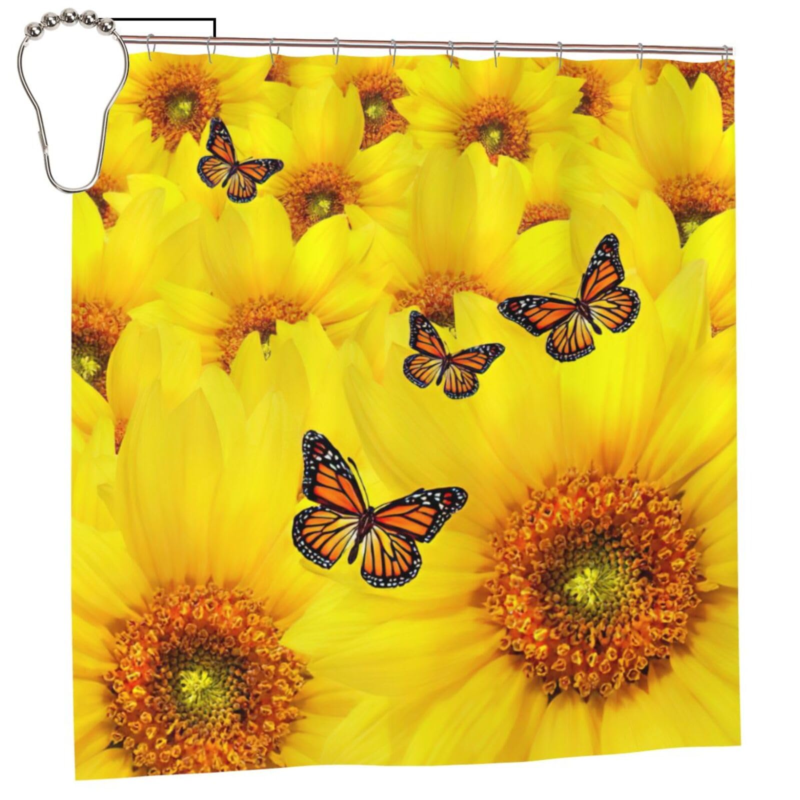 Rideau de douche fleurs jaunes pour illuminer votre rituel du matin