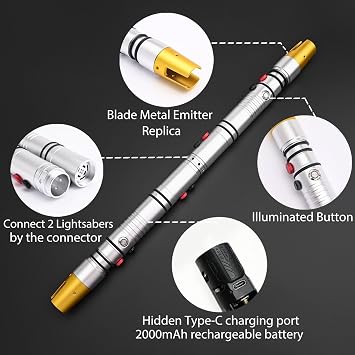Lightsaber, Heavy Dueling Light Sabers for Adults, 16 Sound Fonts, 12 RGB Colors, Motion Control, Smooth Swing Double-Bladed Lightsabers, Metal Hilt Lightsaber 2pack for Birthday Xmas Gift