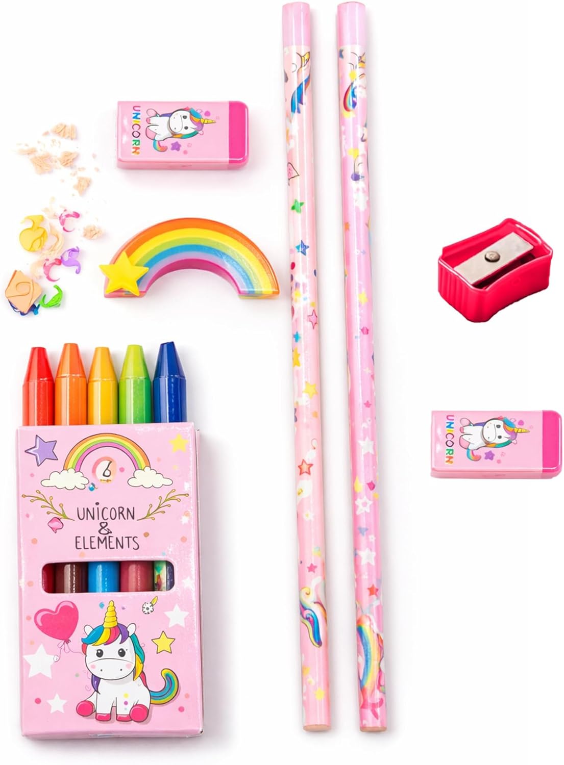 2Pcs Pencil Set with Pencil Color, Sharpener & Extra Eraser for Kids | Stationery Kit for Boys & Girls Age 3-15 Years | Ideal School Use & Birthday Return Gifts (Unicorn, Pack Of 20)