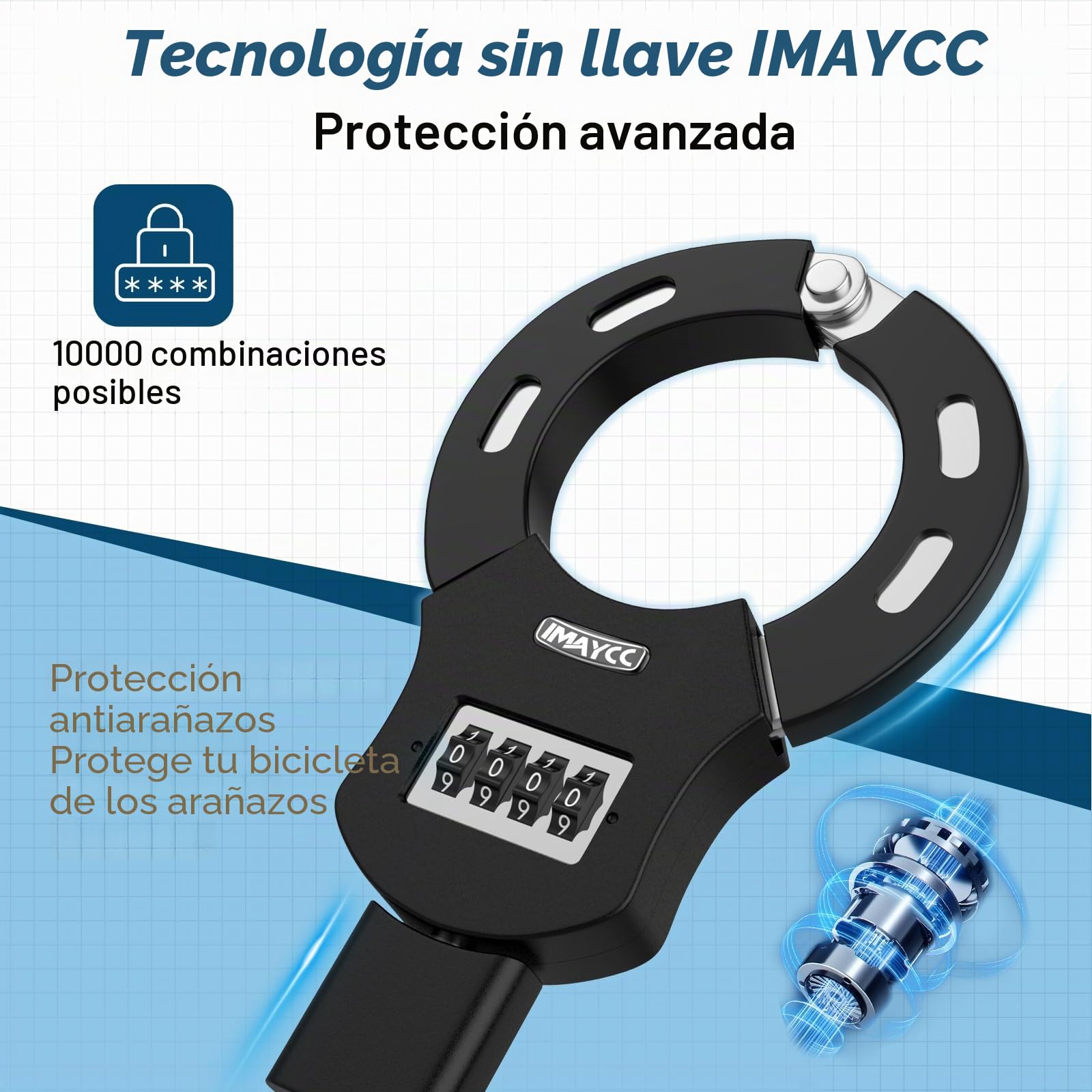 IMAYCC Cerradura para scooter E con código numérico, 8 mm de grosor para scooter eléctrico, cerradura de esposas para scooter eléctrico, candado de bicicleta, candados de alta seguridad, motocicleta