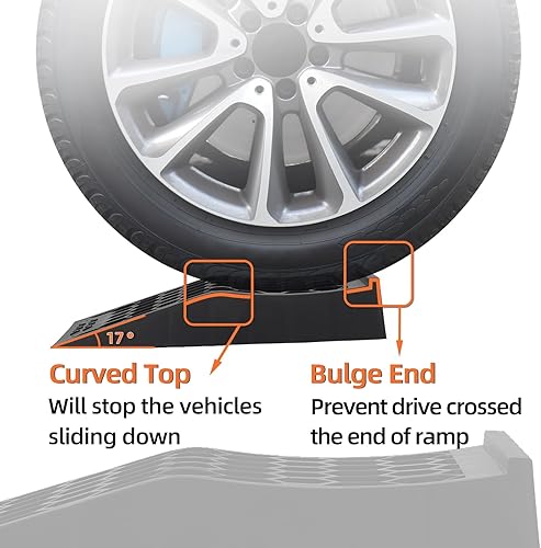Miniatura 5 de Rampa de servicio de automóvil de perfil bajo con almohadillas antideslizantes, paquete de 4 para cambios de aceite y mantenimiento de vehículos de
