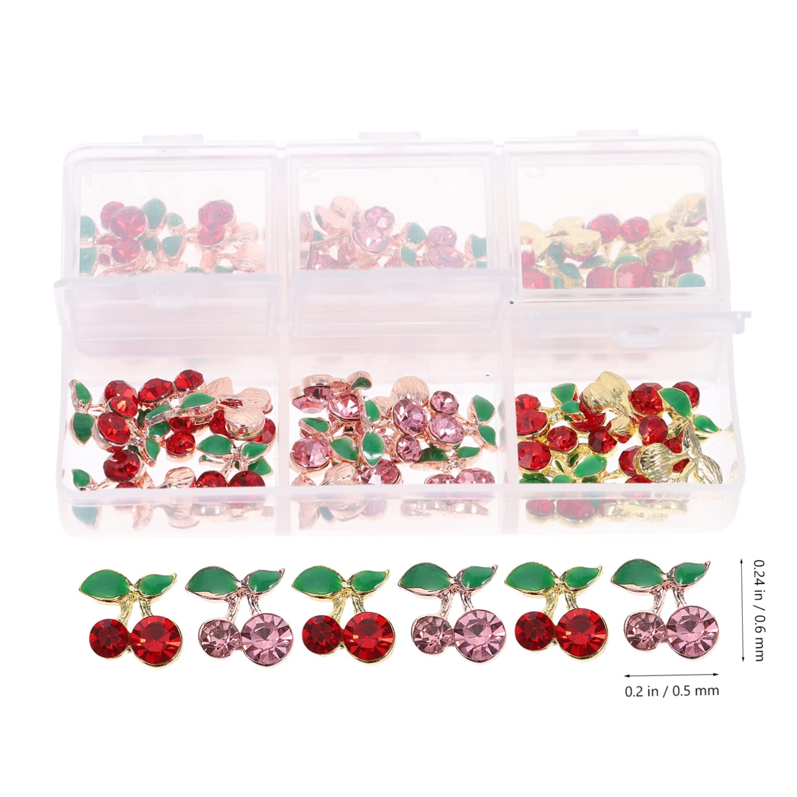 120 Pz Accessori Per Nail Art Con Strass Unghia Di Frutta Luccica Gioielli Per Unghie Strass Arancioni Borchie Per Unghie Lucide Ornamenti Glitterati Perno Lega Ciliegia 3d