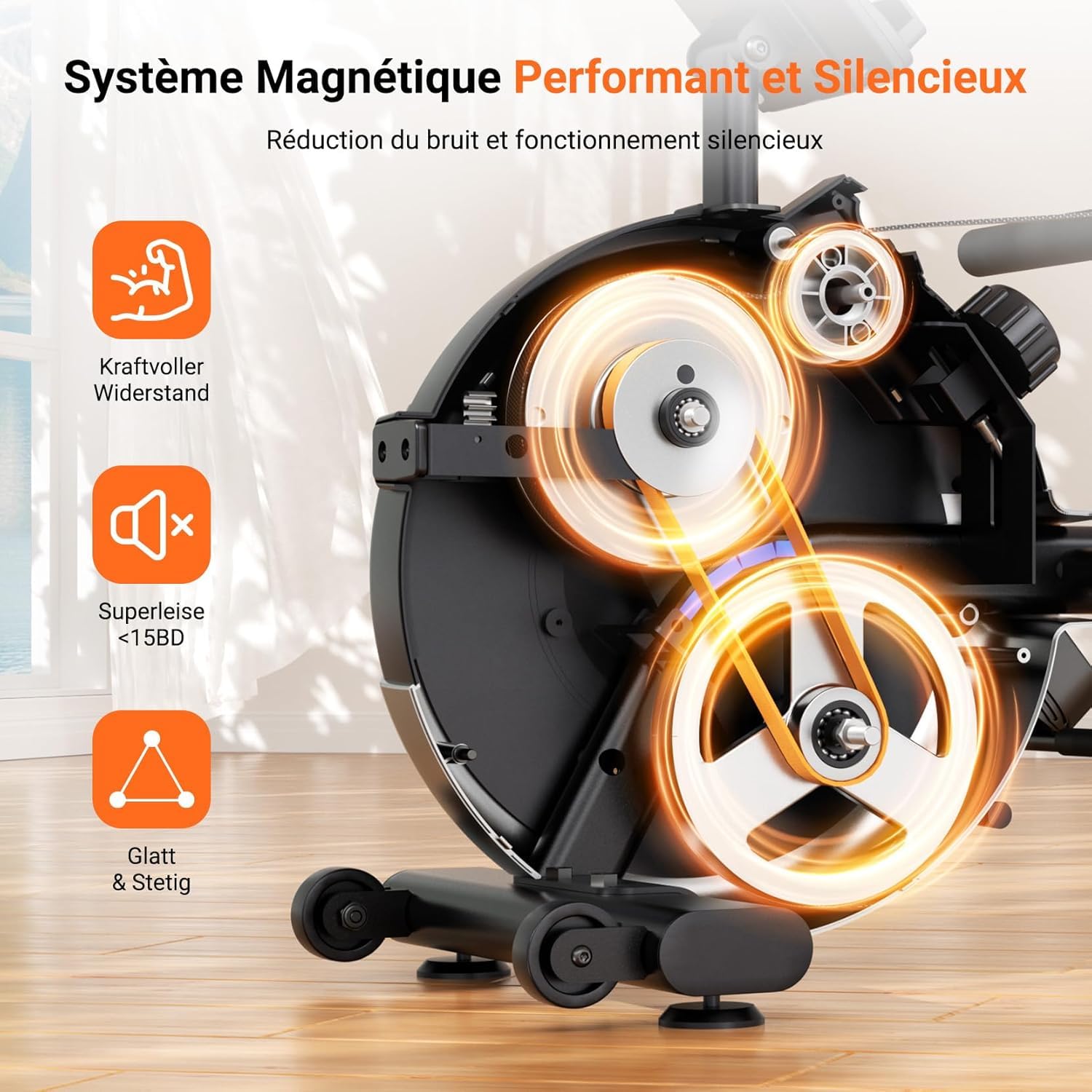 Rameur Magnétique Dripex, Rameur d'intérieur avec 16 Niv de Résistance Réglables, écran LCD et Support pour Tablette Capacité de Poids 150KG