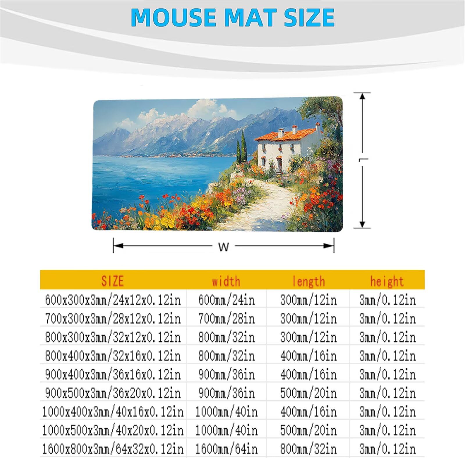 Podkładka pod mysz XXL 160 x 80 x 0,3 cm wodoodporna mata na biurko do gier na klawiaturę bezprzewodowa mysz do laptopa, podkładka pod mysz wioska przeszyte krawędzie antypoślizgowa podstawa, model
