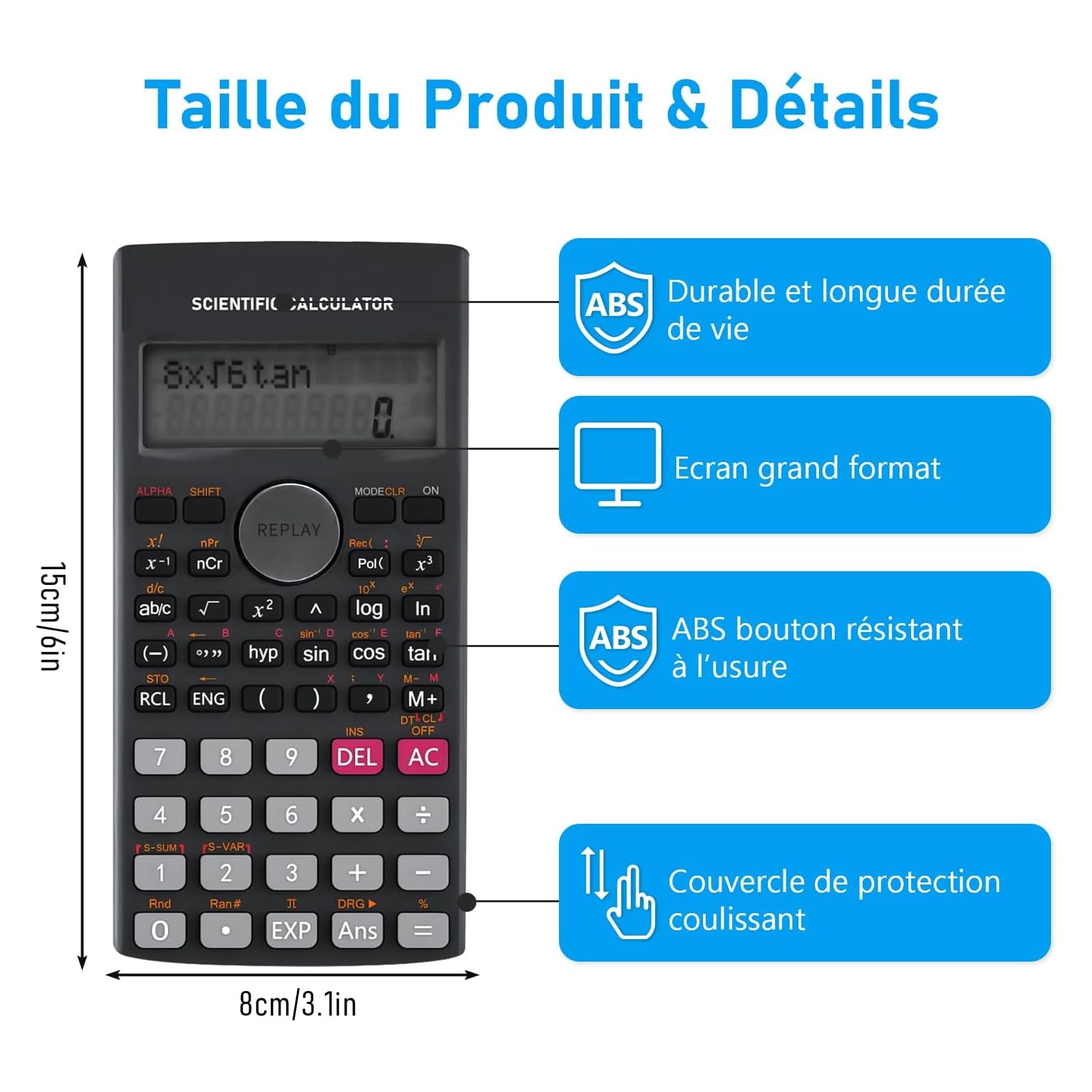 Lot de 10 Calculatrices Scientifiques, Affichage 2 Lignes, 240 Fonctions – pour Classe, École, Formation, Bureau – Noir