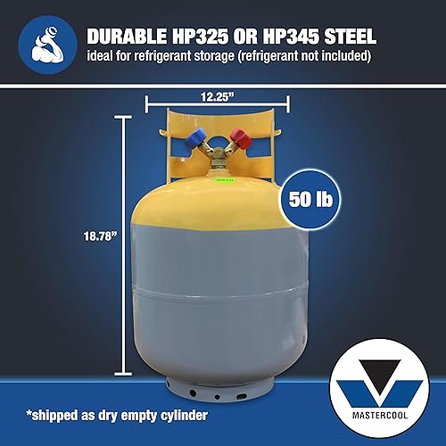 Miniatura 2 de Tanque de recuperación de refrigerante gris/amarillo Mastercool (63010) - 50 lb. de capacidad