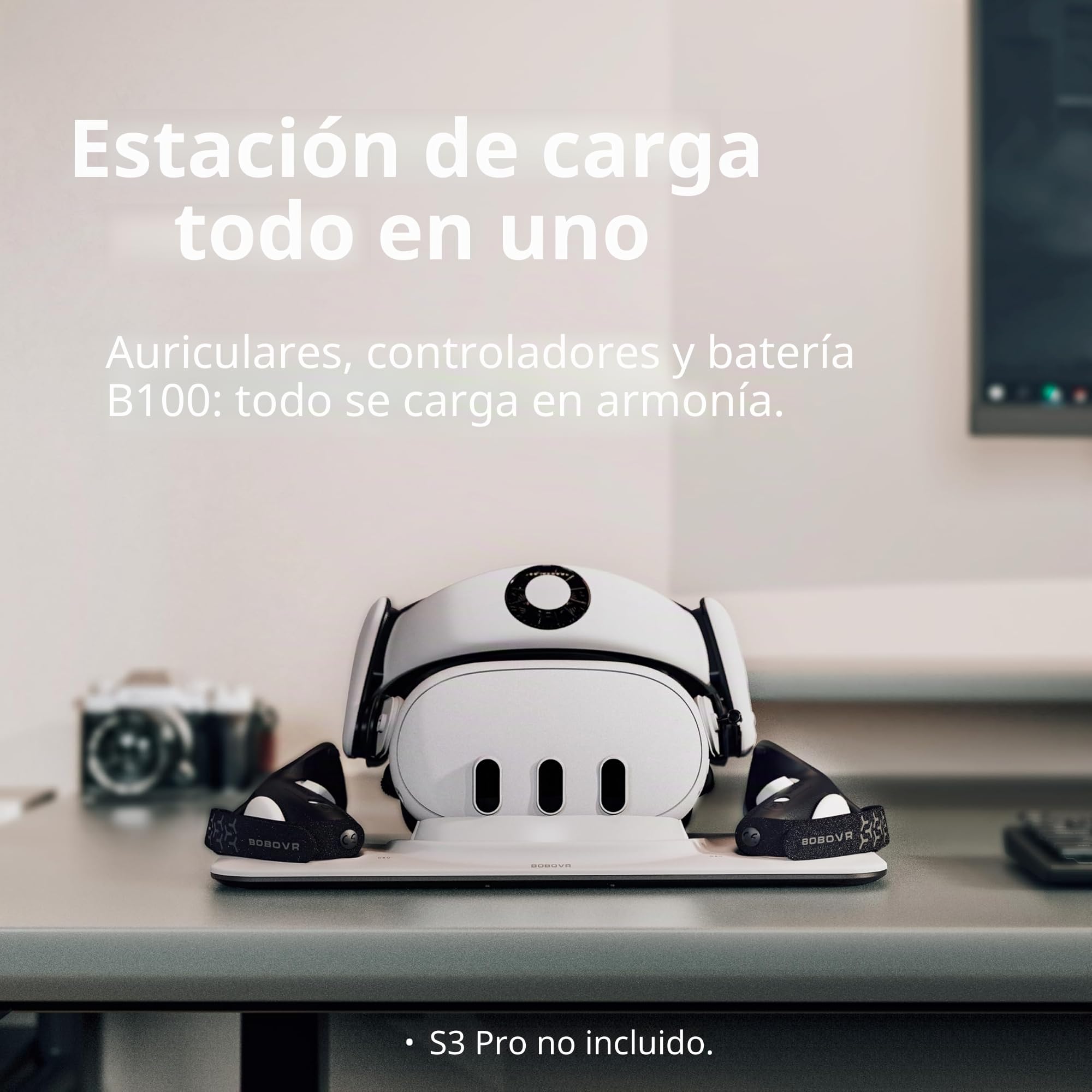 BOBOVR Base de Carga D3, Carga inalámbrica para Controlador, Carga rápida B100, Compatible con Quest 3