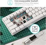 RK ROYAL KLUDGE RK68 (RK855) Wireless/Wired 65% Compact Mechanical Keyboard, 68 Keys 60% Bluetooth Rechargeable Gaming Keyboard with Macro Keys for Windows and Mac (Red Switch, White)