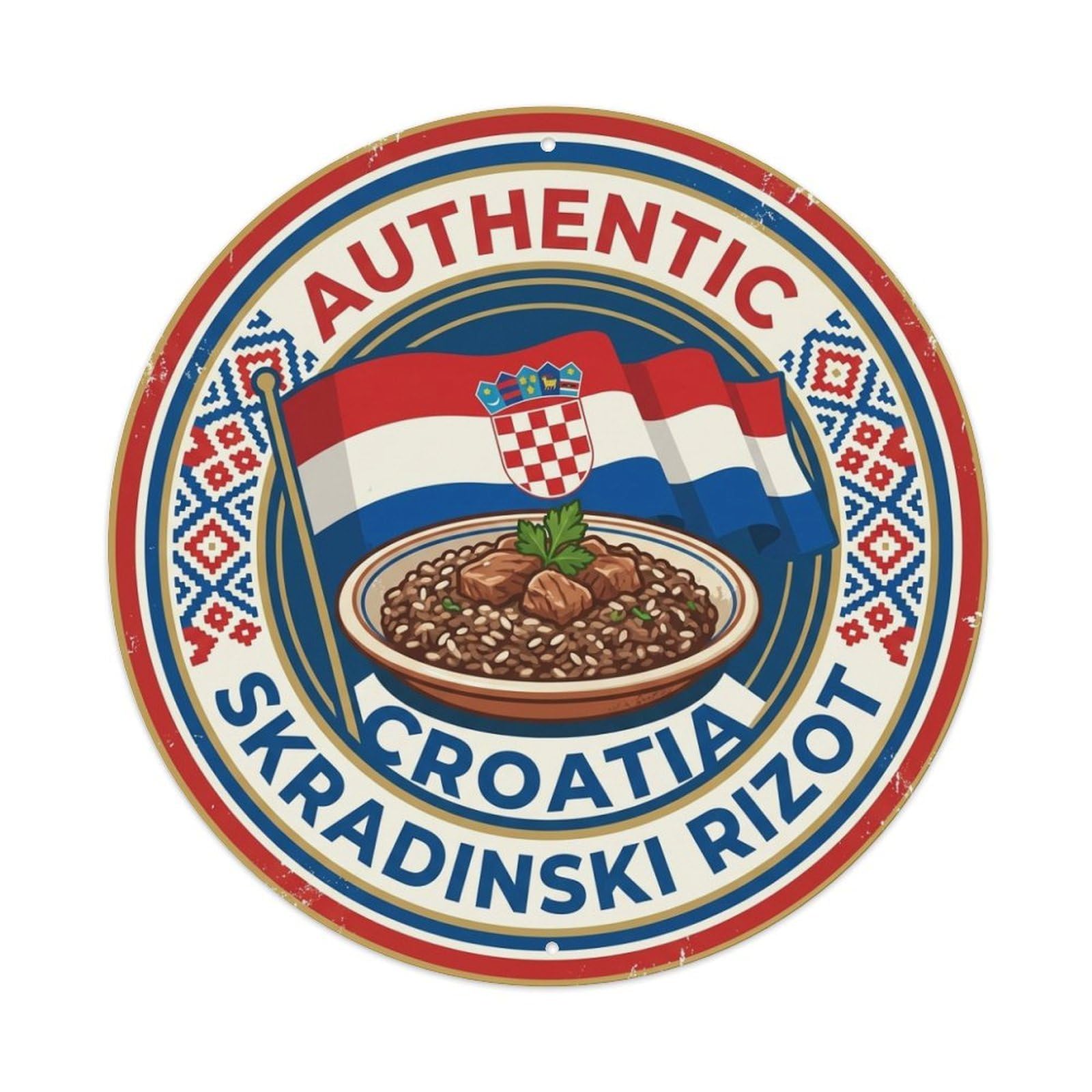Olhnbad Style Croatia Skradinski Rizot Travel Rice Dish Cuisine Metal Tin Sign