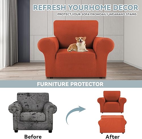 Miniatura 3 de LURKA Fundas Elásticas para Silla Sofá de 1 Pieza Cubiertas de Sofá para Protector de Muebles Sofá Cubiertas Completas con Parte Inferior Elástica
