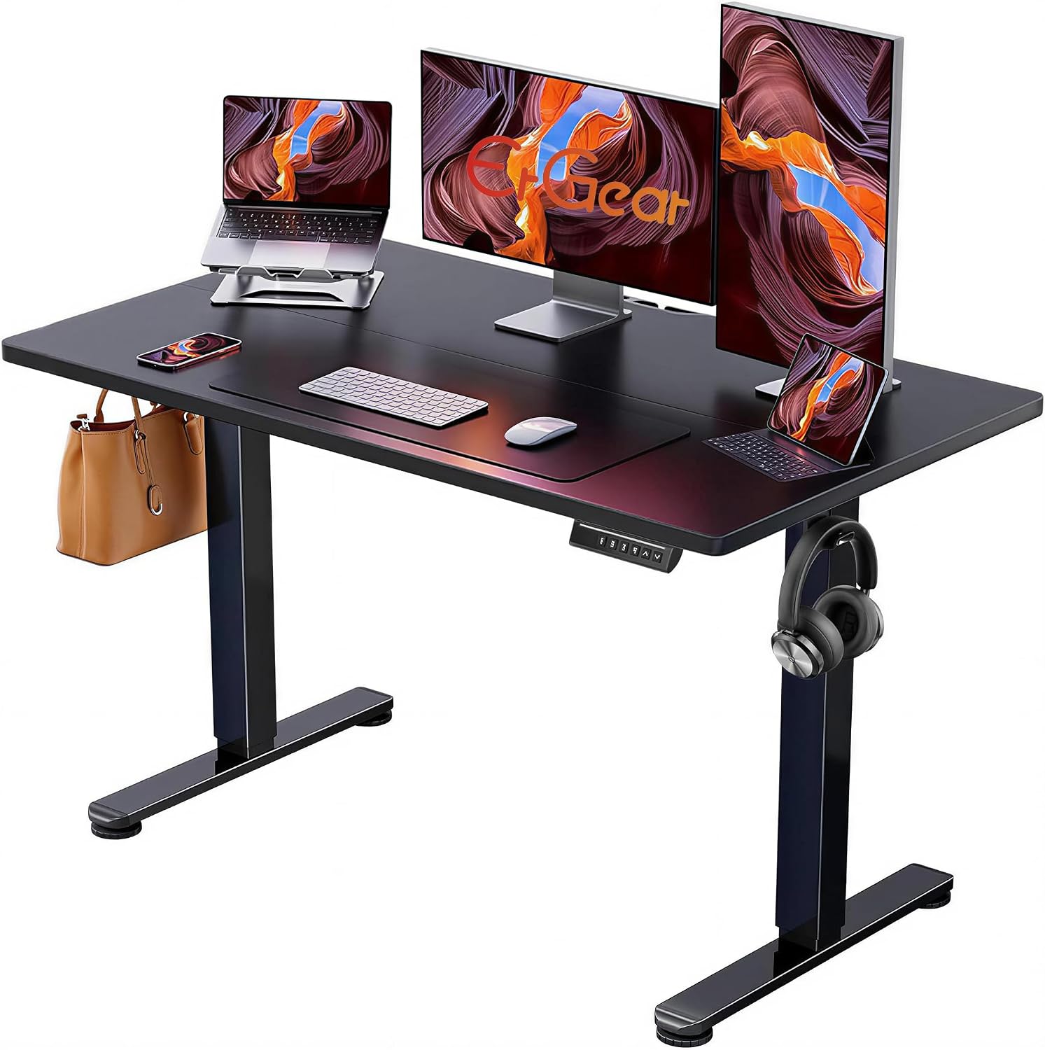 ErGear 48 X 24 Inch Height Adjustable Electric Standing Desk, Black | Smooth Height Adjustment, 4 Memory Presets, One-Touch Control, Stable Steel Frame, 176 lbs Capacity, Easy Assembly