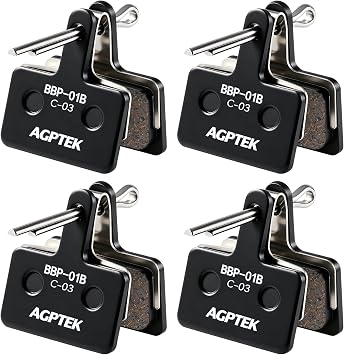 AGPTEK Bike Brake Pads, Compatible with TRP Tektro Shimano Deore Br MTB | Semi-Metallic, 4 Pairs, High Performance Stop Power, Wear Resistance, Heat Dissipation, Fit for Mountain Road Bicycle Ebike