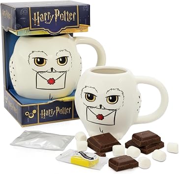 Blue Tree Harry Potter Mug & Hot Chocolate Gift Set - Ceramic Mugs with Colour Changing Hot Chocolate Drink. Harry Potter Gifts for Stocking Fillers, Christmas Gifts for Kids Hedwig