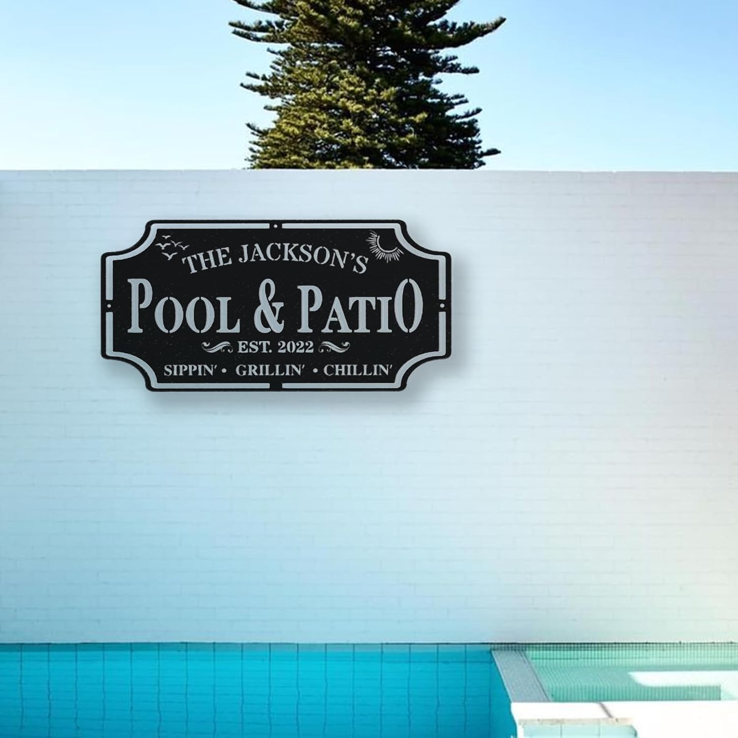 Amazon.com: Custom Patio Metal Sign Personalized Backyard Family Name ...