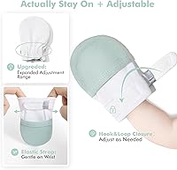 Vista 3 de HAPIU Manoplas para bebé que no se rayan, 100% algodón transpirable, guantes ajustables para niños y niñas, recién nacidos, 12 M