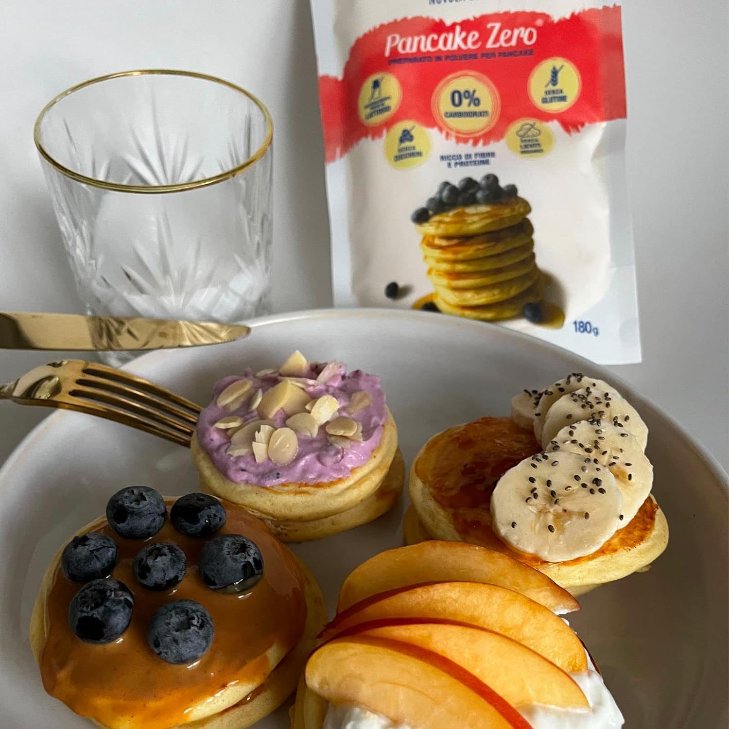 Nuvola Zero - Mezcla en polvo para Pancake, 360g x 12 Panqueques proteicos Sin carbohidratos, sin gluten, sin lactosa, sin azúcar, sin levadura, Made in Italy