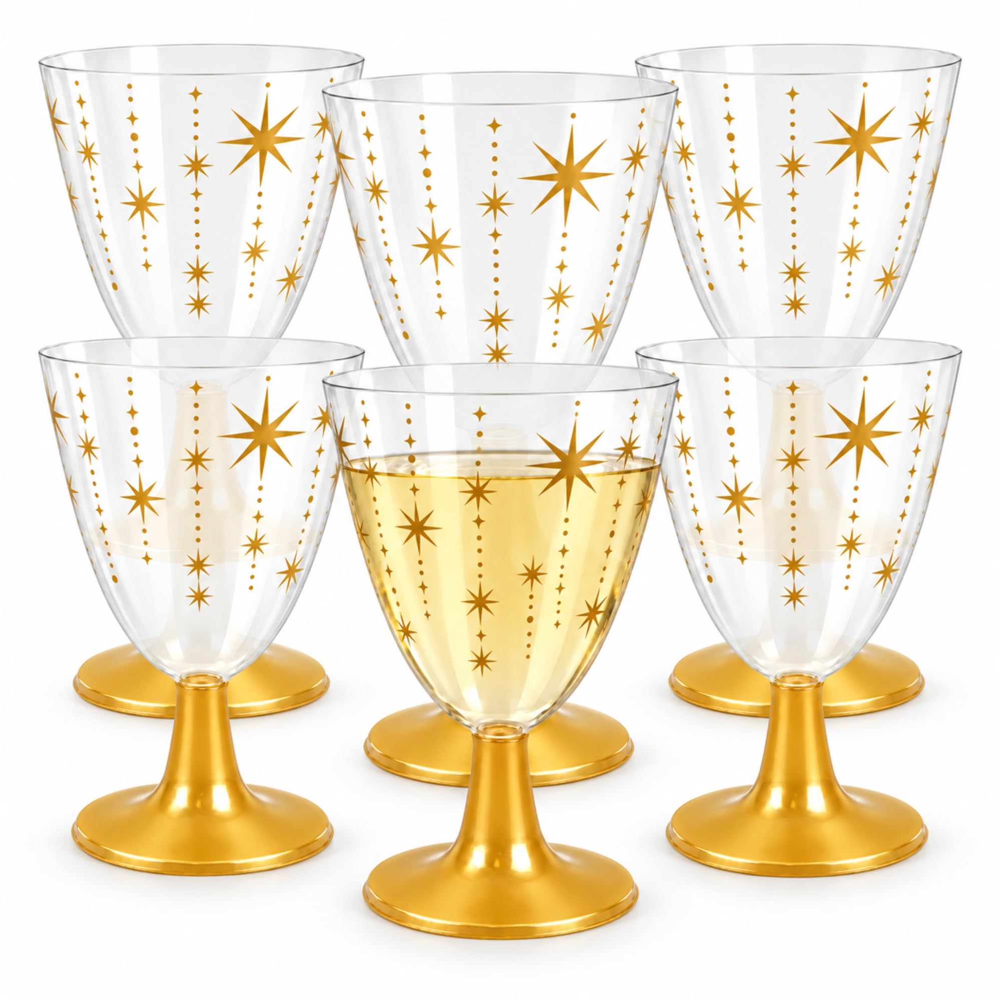 Copas de agua, Copa de Vino, Plástico, Diseño Estrellas, Pack 6 unidades - imagen 1