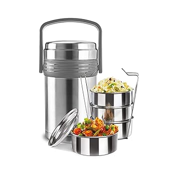 Opus 4 Stainless Steel Tiffin Box, Set of 4, Silver, 300 Milliliter