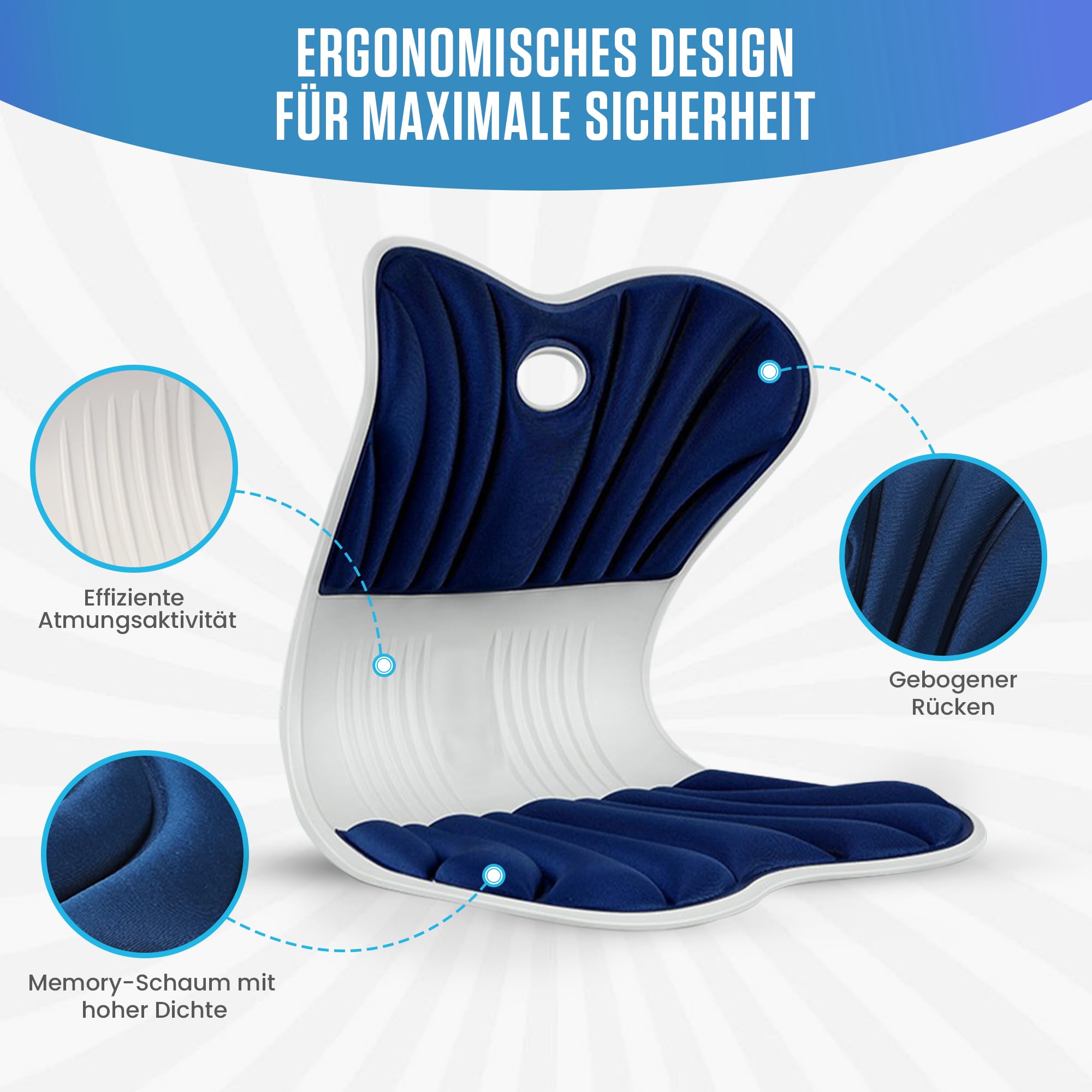 Soporte lumbar ortopédico – Cojín protector de espuma viscoelástica para asiento y respaldo para corrección de postura, dolor de espalda y estabilización pélvica, oficina, sillas de juego y