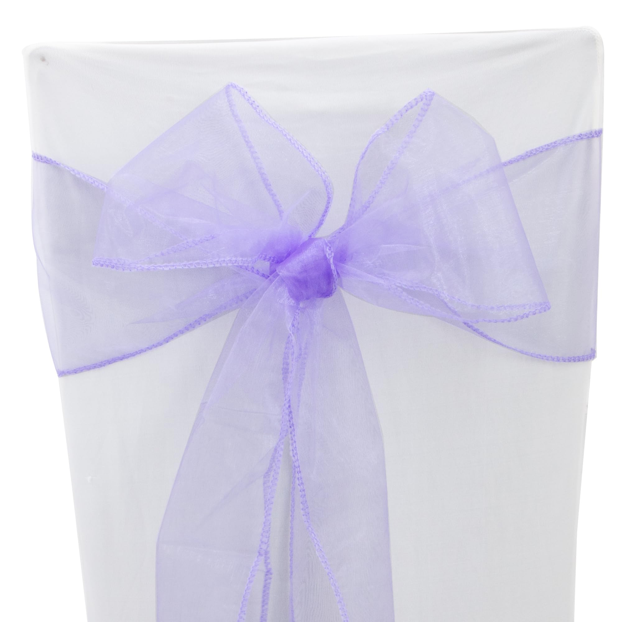 Time to Sparkle 80PCS 17x280cm Organza Chair Sashes Wider Fuller Cover Party Decoration Bow Sashes for Wedding -Lavender