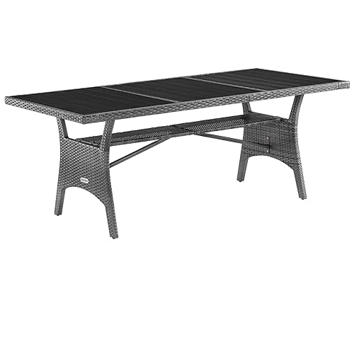 Casaria Tavolo da Giardino in Polyrattan & WPC con Ripiano