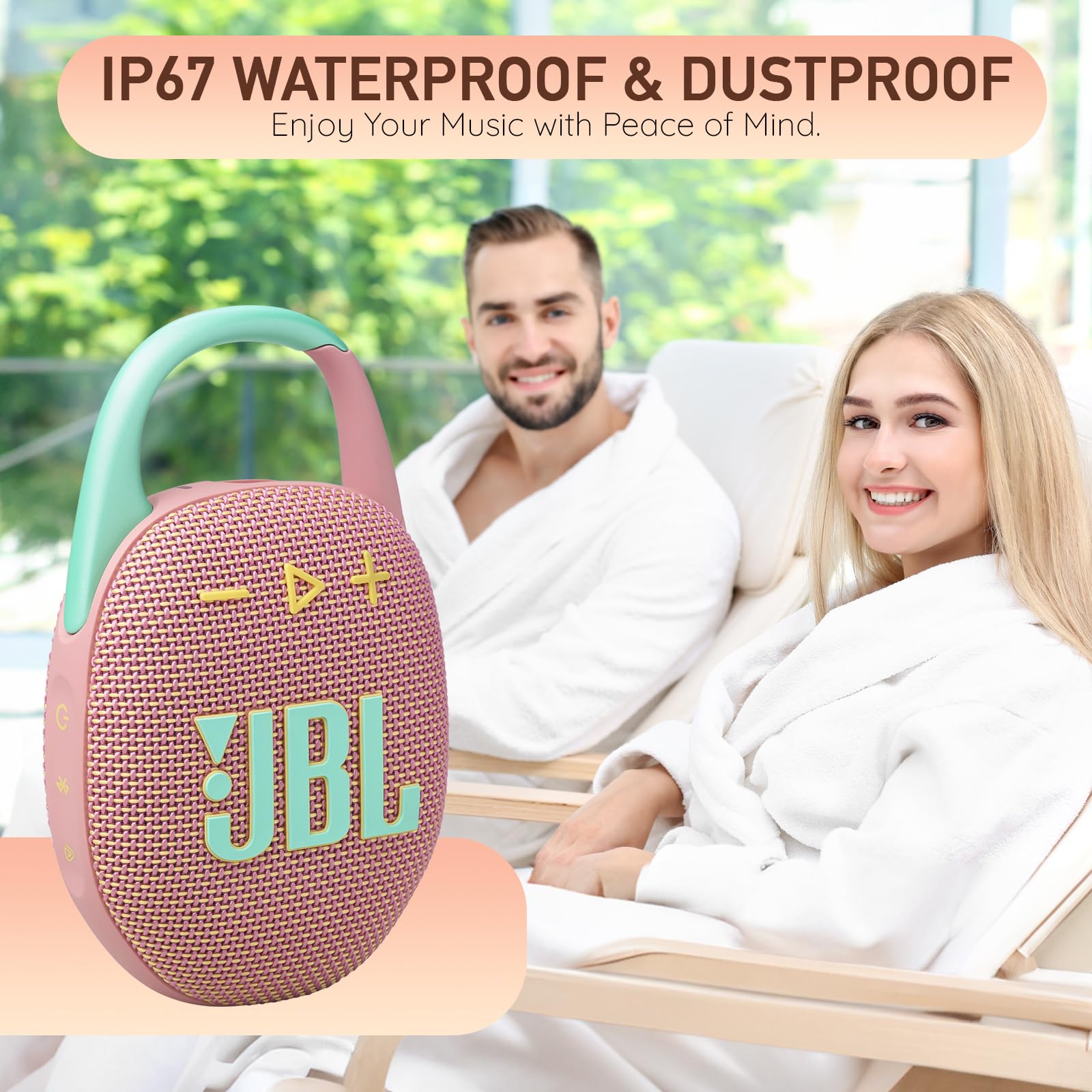 JBL Clip 5 Portable Bluetooth Speaker, IP67 Waterproof & Dustproof, Long-Lasting Battery - Red - Boomph's Comprehensive Ultimate Performance Cloth Solution for Your On-The-Go Sound Experience