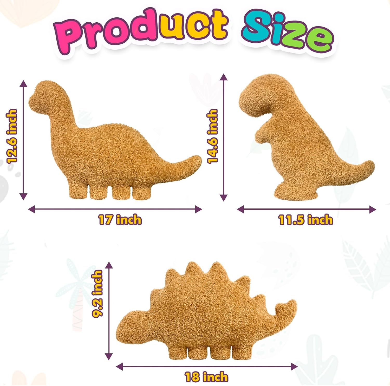 Dino Chicken Plush Nuggets Pillow for Funny Birthday Gifts, Cute Funny Stuffed Animals Toy for Boy and Girl, Dinosaur Gifts for Kids Teens and Adults (3 Pack, Small)