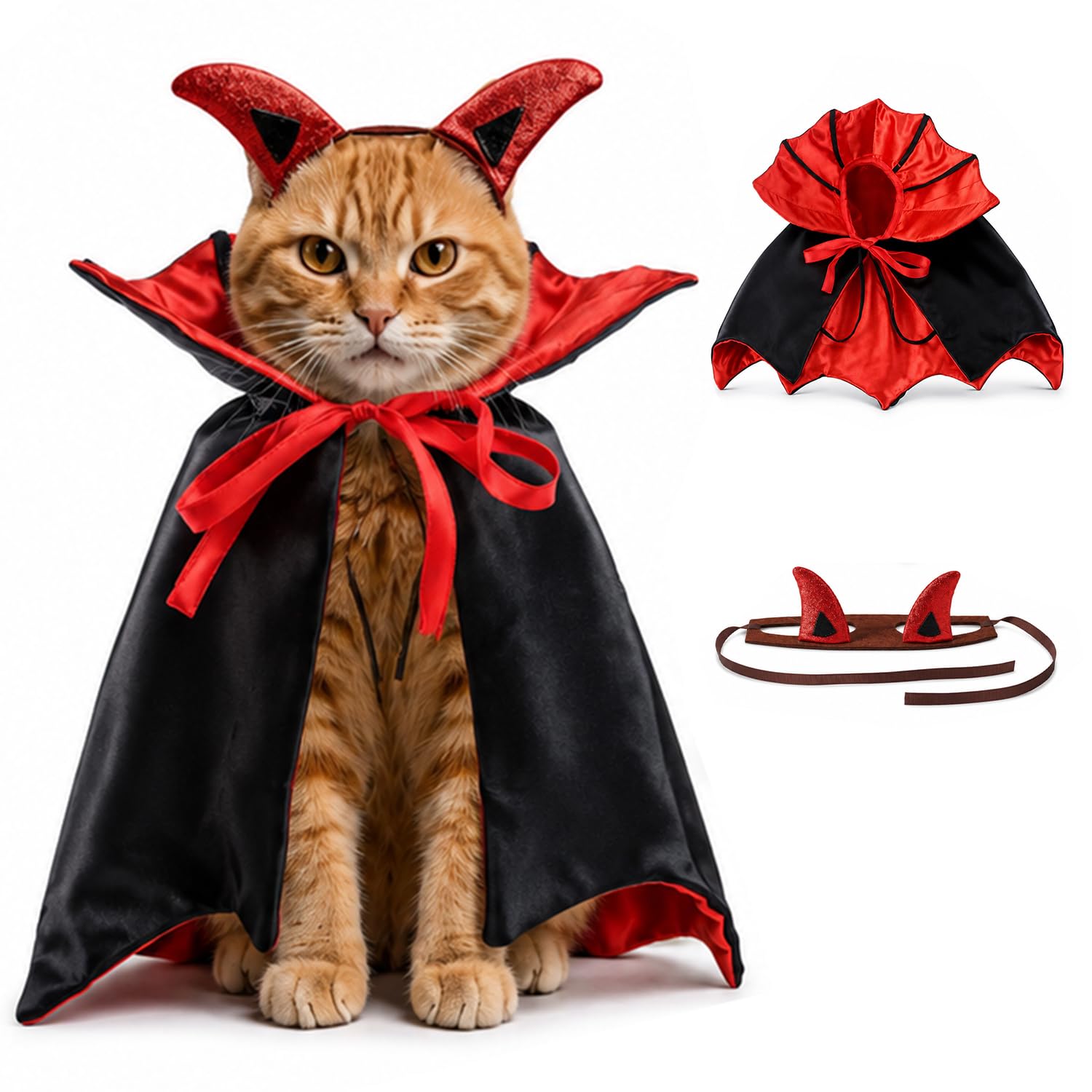 Dog Halloween Costumes, Halloween Vampire Cloak Costumes for Mid-Dogs Cat