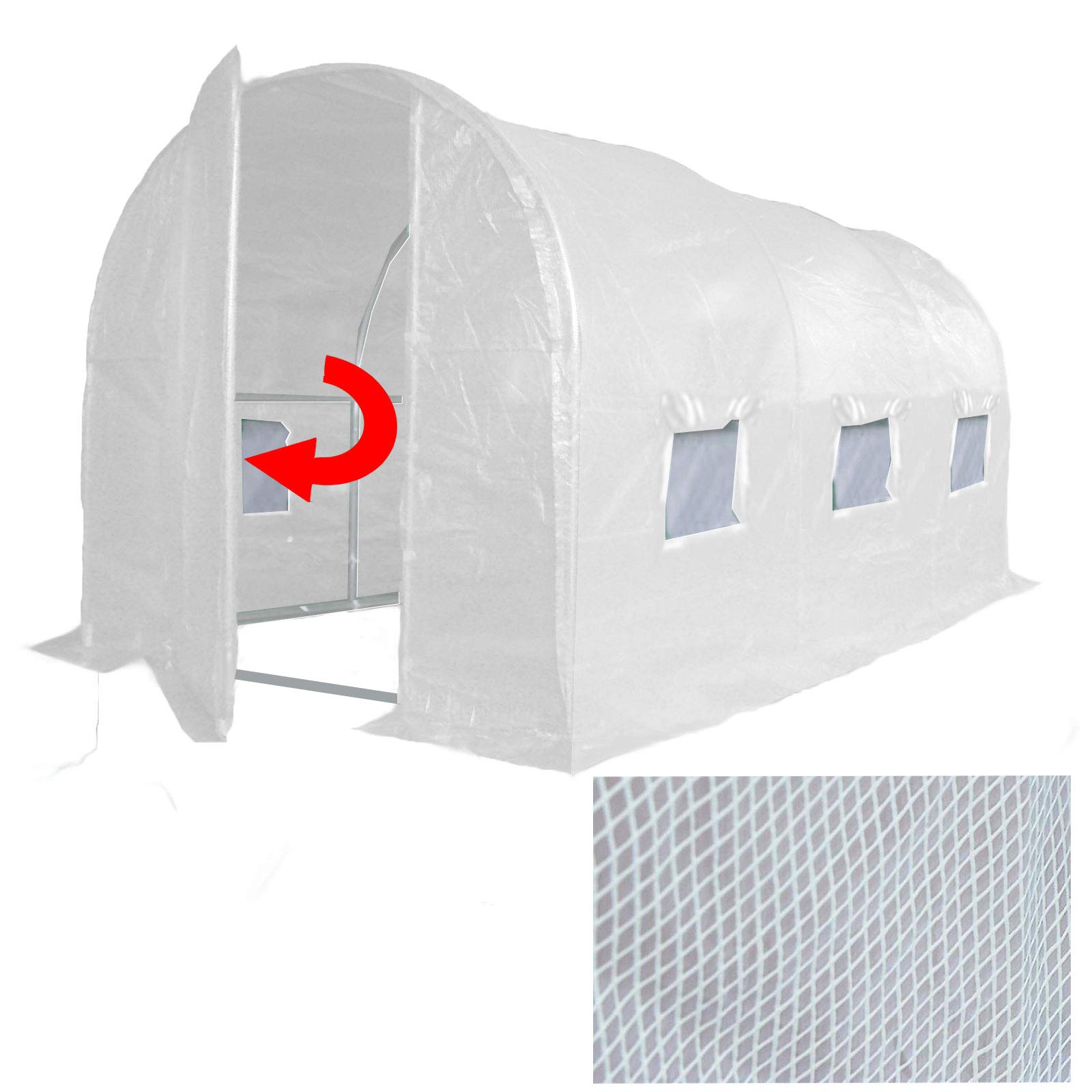 4m x 2m Polytunnel"Strongest In It's Class" a fully Galvanised Structure with more Diagonal & Roof Bracing than all others. Metal Hinged Door | Multi-Window