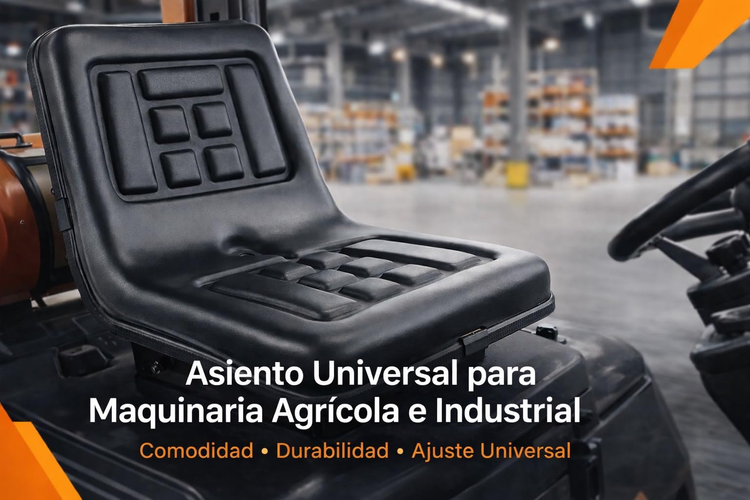 Seggiolino per trattore e carrello elevatore universale con binari scorrevoli | Sedile in un pezzo impermeabile | Compatibile con tosaerba, tosaerba, carrello da golf e macchine agricole