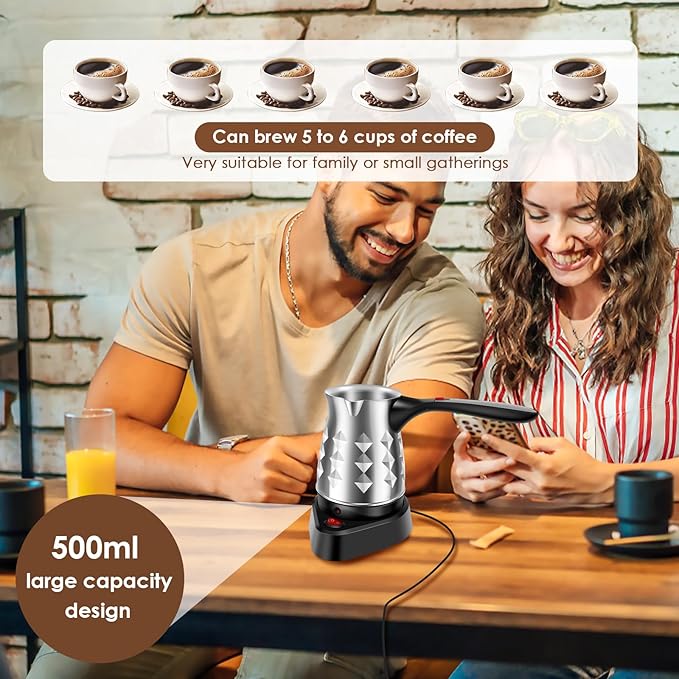 Cafetera Turca Eléctrica 600W 0.5L Acero Inoxidable miniatura 4