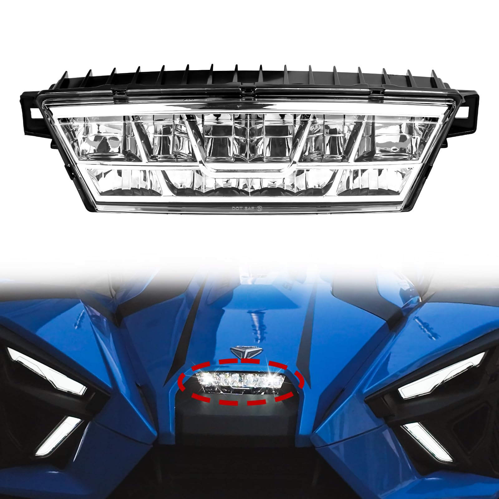 LUXEMOTO LED Headlight for Polaris Slingshot, Front Center Head