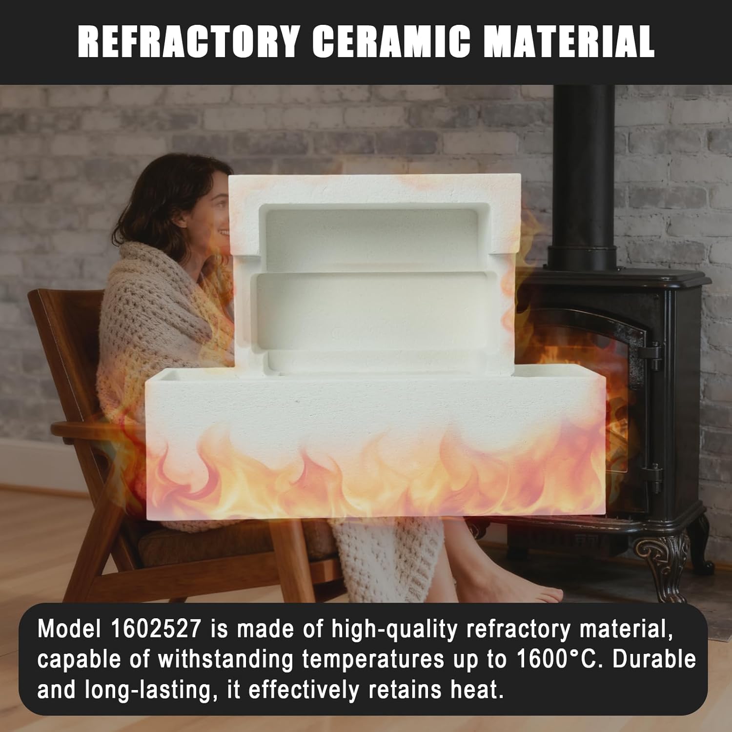 Son of thesea 1602527 Refractory Assembly Compatible with Vermont Castings Intrepid II 1303,1308,1990,2070 & Winterwarm Small 2080,2082,2084 Wood Stoves High Temperature Replacement Part