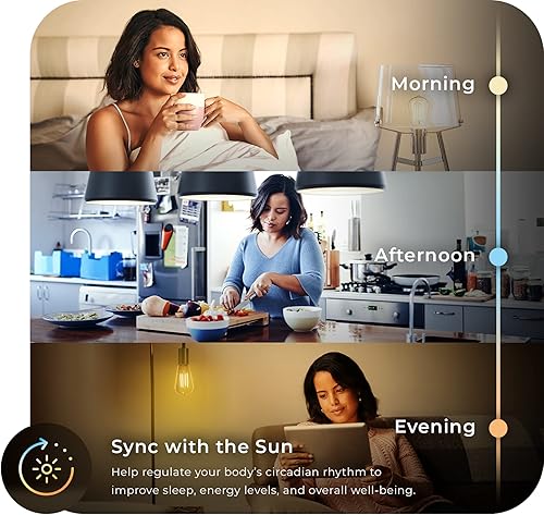 Miniatura 6 de Globe Electric 34919 Wi-Fi Smart 55W equivalente a 60W Bombilla LED de vidrio ámbar blanco sintonizable no requiere concentrador activado por voz