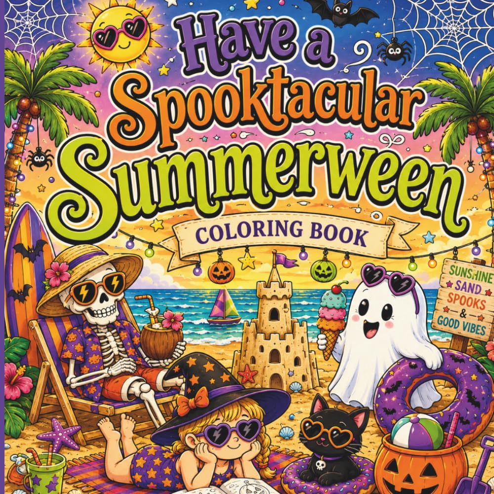 Have a Spooktacular Summerween: Coloring Book for Teens & Adults: 45 Spooky & Sunny Coloring Pages Featuring Ghosts, Witches, Vampires, Werewolves, and Skeletons Enjoying Summerween (Quirky Corner)