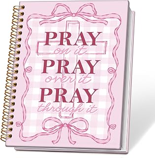 Prayer Bible Journal for Women, Coquette Pink Bow Christian Spiral Notebook, Christian Gifts for Women, Cute Preppy Bible Supplies Journal, Church Notes Notebook, 5.5x8.3 Inch