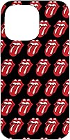 Vista 21 de Carcasa negra para iPhone 16 Rolling Stones Classic Tongue Logo Repeat