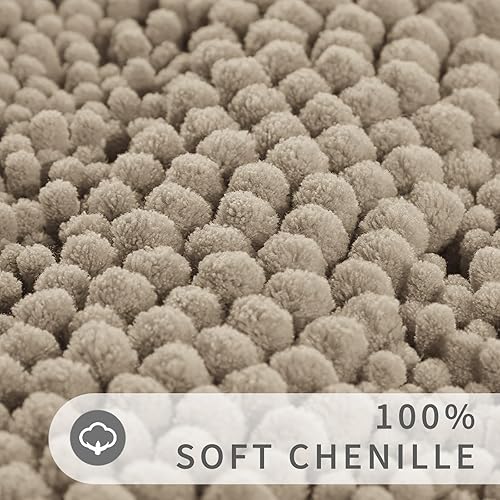 Miniatura 2 de Yimobra - Juego de alfombras de baño de 2 piezas, tapete de baño de chenilla suave y absorbente y alfombra de inodoro en forma de U, antideslizante,