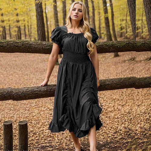 Miniatura 5 de Abaowedding Disfraz renacentista para mujer, vestido medieval victoriano, vestido alto y bajo