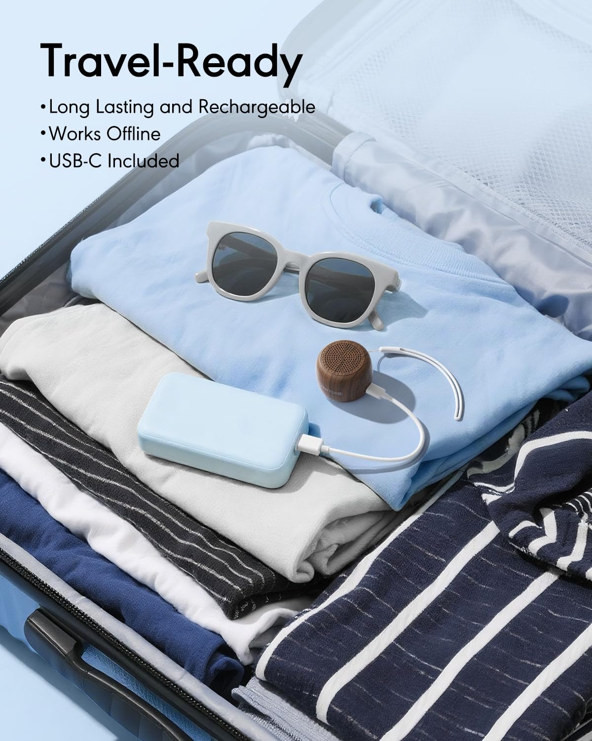 FLOWTUNE Máquina de sonido de ruido blanco para bebés adultos, 18 sonidos sin bucle, temporizador, función de memoria, regalo portátil de terapia de sonido para dormir (grano de madera)