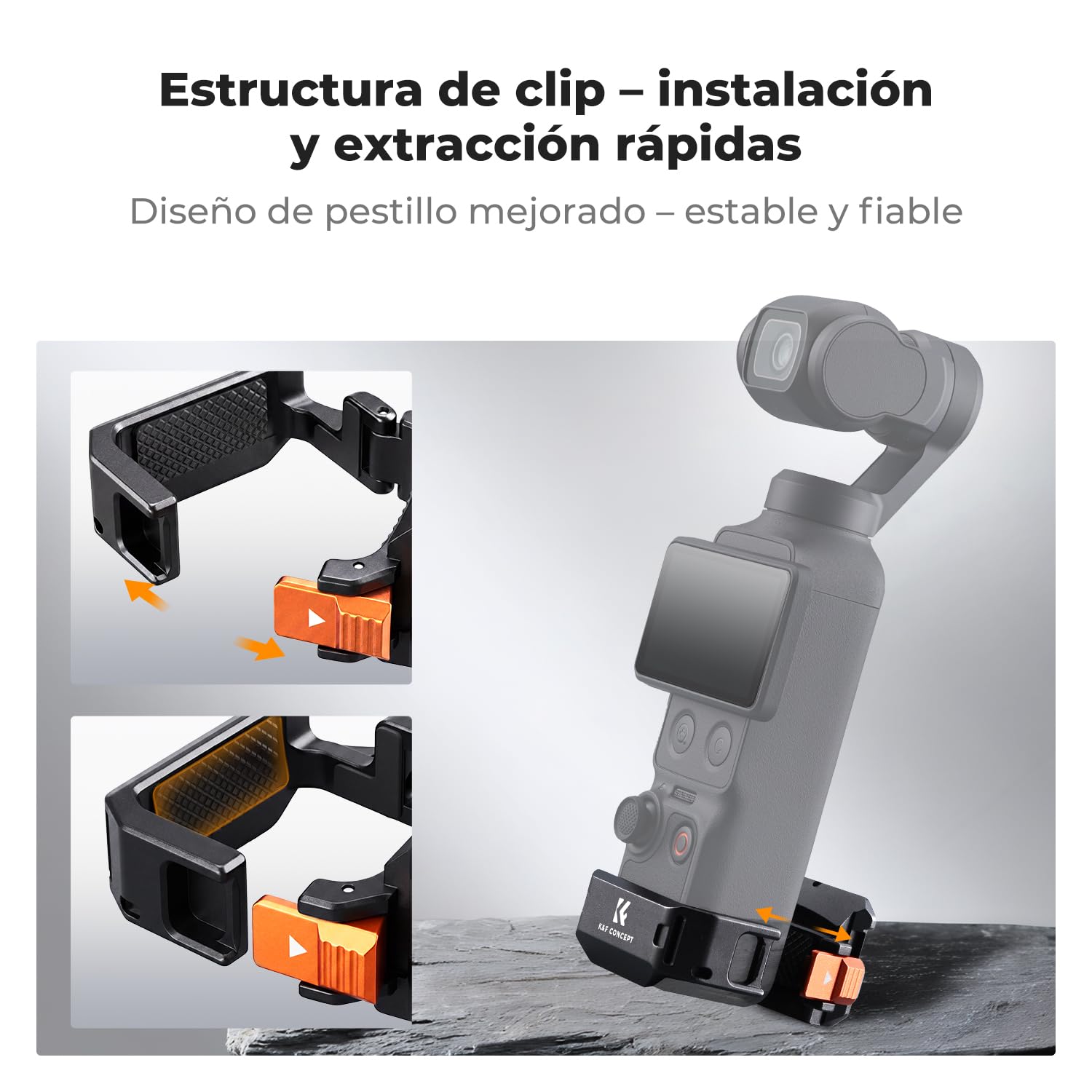 K&F CONCEPT Marco de Expansión de Aluminio para dji Osmo Pocket 4/4P/3 | Jaula Protectora Multifuncional con Zapata Fría, Rosca 1/4, Interfaz Arca y Soporte Plegable para Accesorios Vlog -PP64