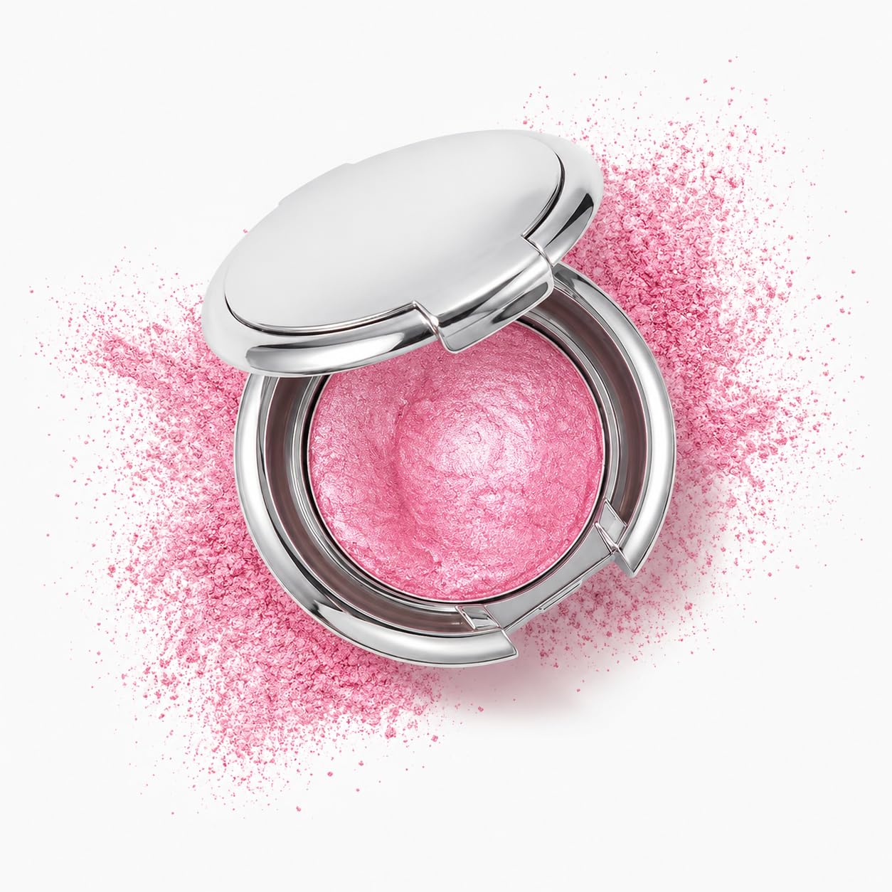Diamond Shine Highlighter Makeup, Cream to Powder Glow Compact for Face and Eyes, Ultra Fine Shimmer Pearl Finish, Lightweight Buildable Radiance, 4.5g (03-Fairv Pink)
