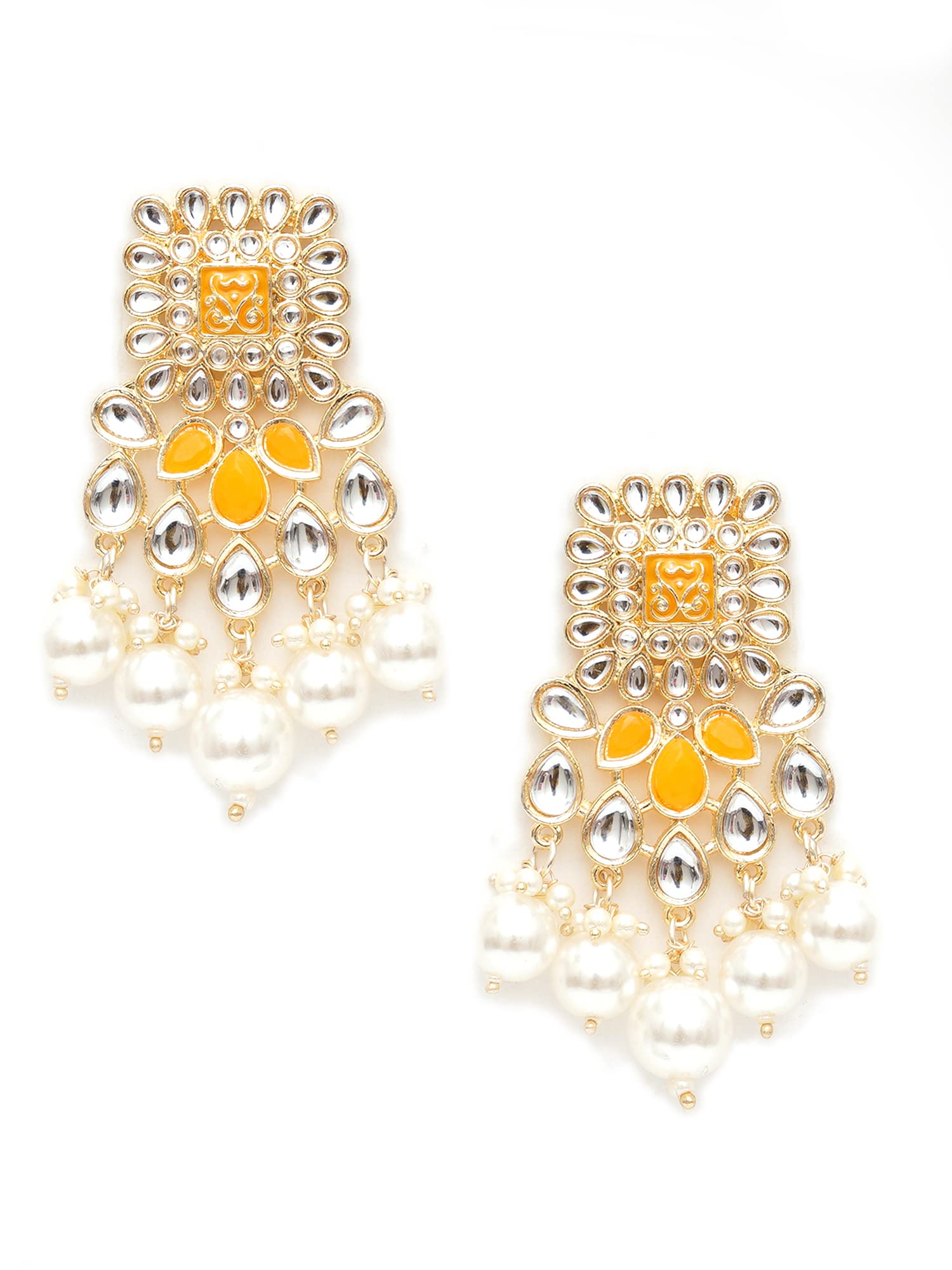 See full amazon price history chart for Karatcart Gold Plated Yellow and Pearl Studded Kundan Dangler Earrings for Women Karatcart Gold Plated Yellow and Pearl Studded Kundan Dangler Earrings for Women (B0BFQTF84B) Amazon Price History, Amazon Price Tracker