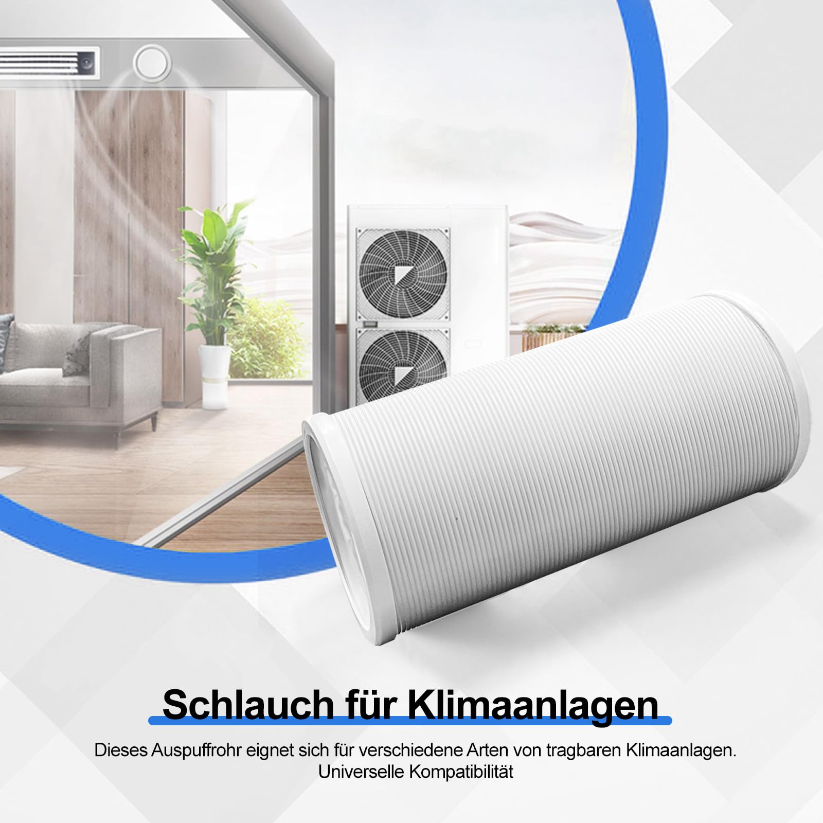 Tragbarer Klimaanlage Schlauch flexibler mit 150mm Durchmesser 300cm Länge Klimaanlage Abluftschlauch Verlängerung Flexibelr Lüftungsschlauch AC-Abluftschlauc für Mobil Klimaanlage Klimagerät