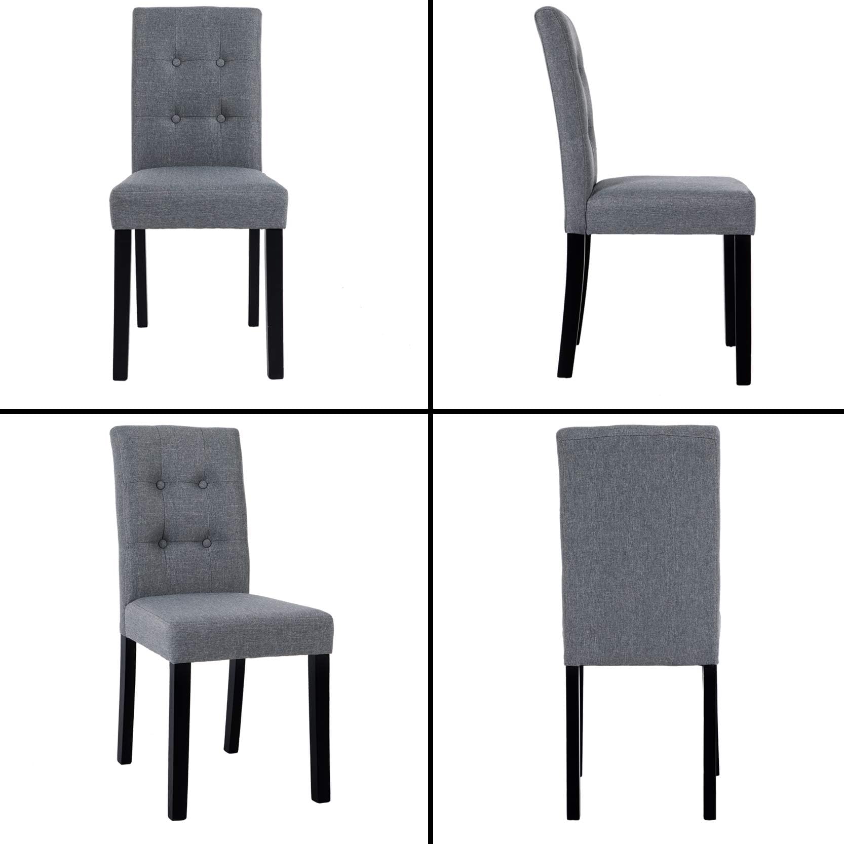 GOTMINSI Parsons Dining Chairs with Solid Natural Wood Legs Button-Tufted Chairs Set of 4(Gray)