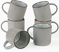 Vista 39 de famiware Juego de Tazas de Café para 4, Tazas de Catering Star de 12 oz con Asa para Café, Té, Cacao, Leche - Juego de Vajilla de Cerámica de Gres