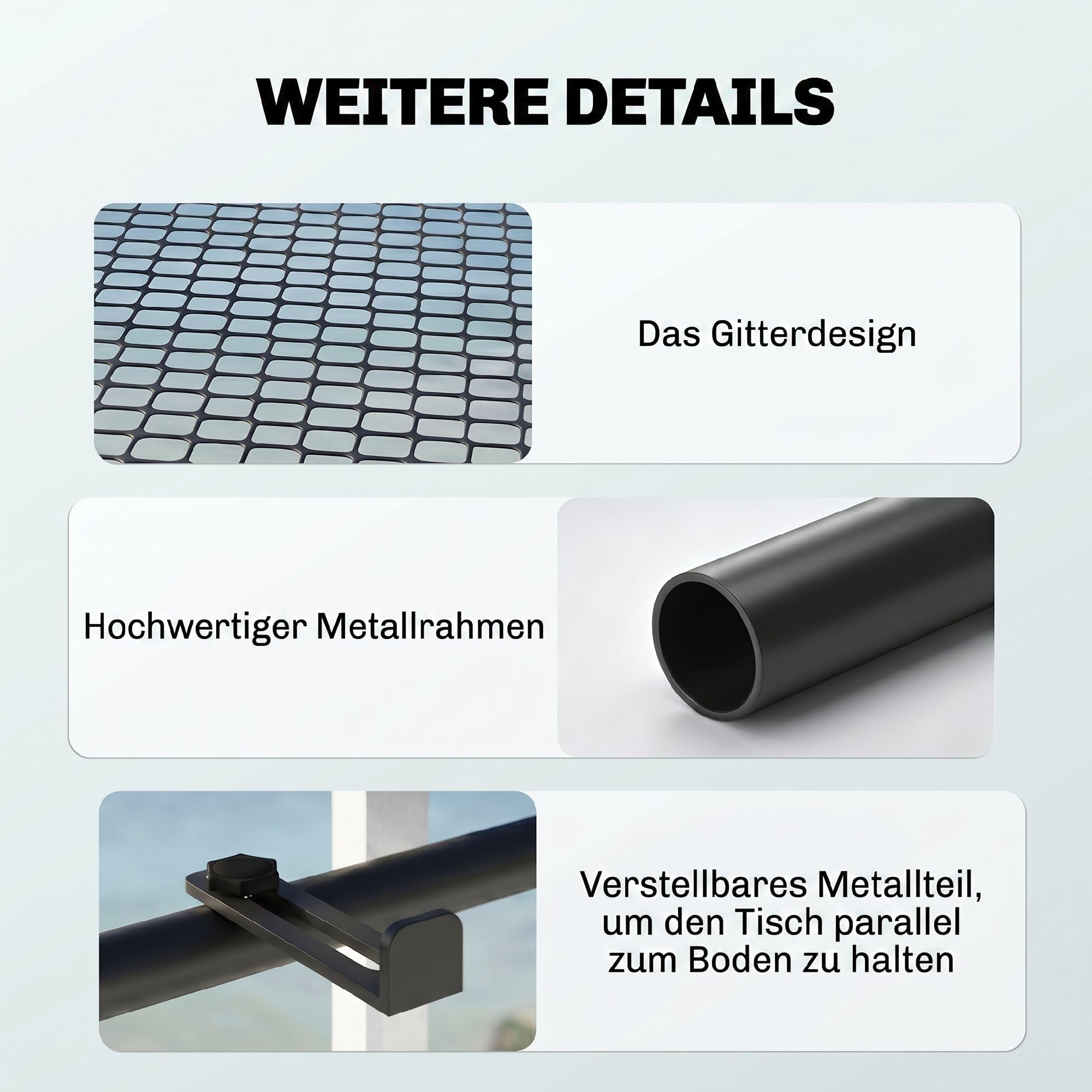 Outsunny Balkonhängetisch Hängetisch Gartentisch höhenverstellbar halbrund Ø30 cm Terrasse Metall Weiß L60 x B45 x H50 cm
