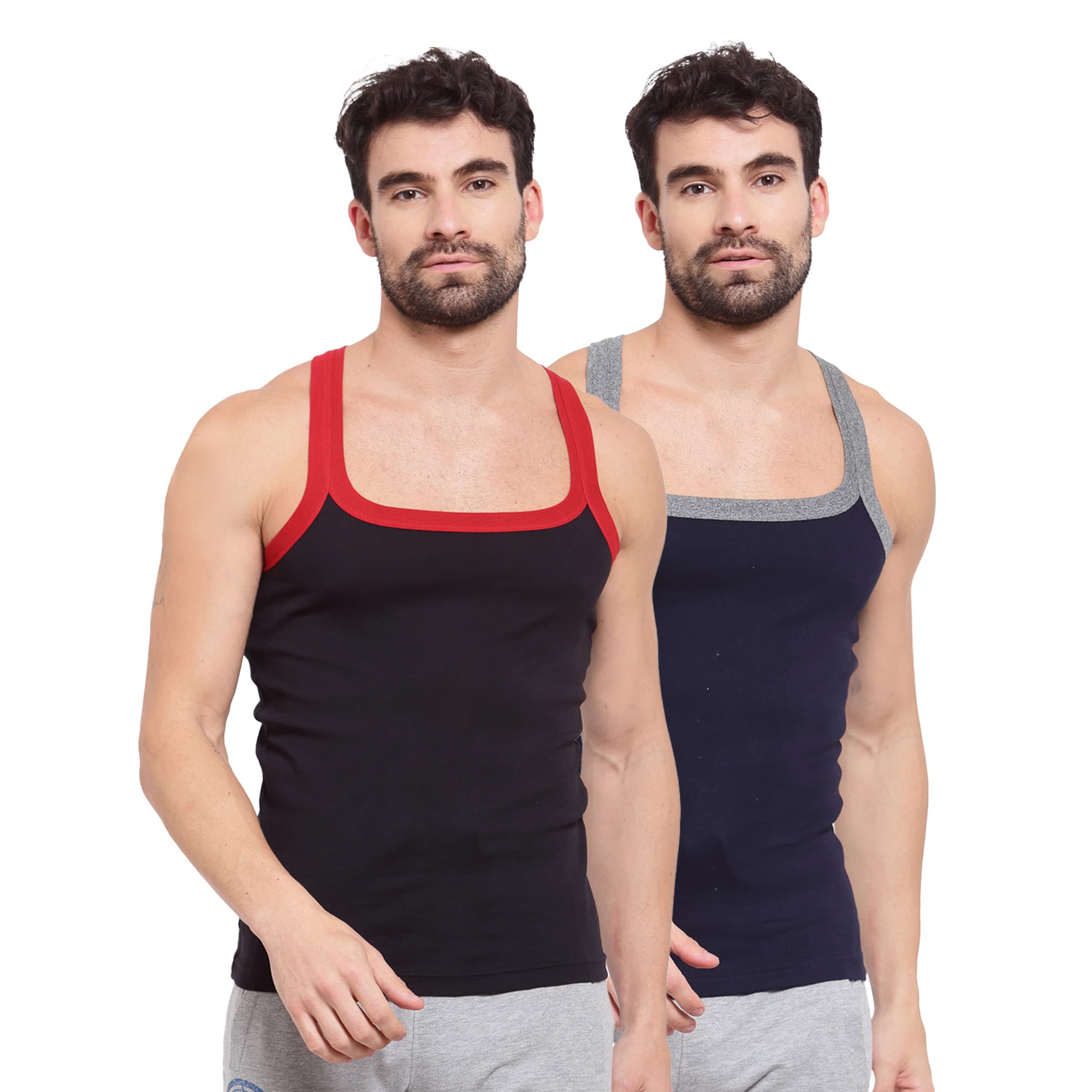 SportoMen's Round Neck Solid Vest, Premium Super Soft Cotton, Ultra Light (Pack of 2)